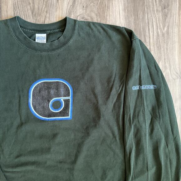 Vintage 1990s Galactic Skate Surf Snowboard T-Shirt Size XXL Forest Green - Picture 1 of 5